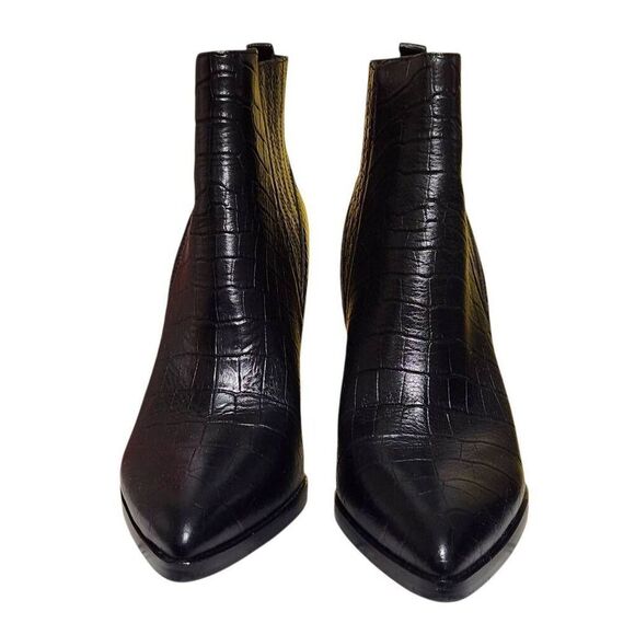 Marc Fisher MlAlva bootie black croc embossed leather block heel size 9 - Picture 3 of 10